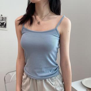 螺纹棉高弹力圆领小吊带衫 外穿上衣女 背心百搭莫兰迪色内搭打底衫