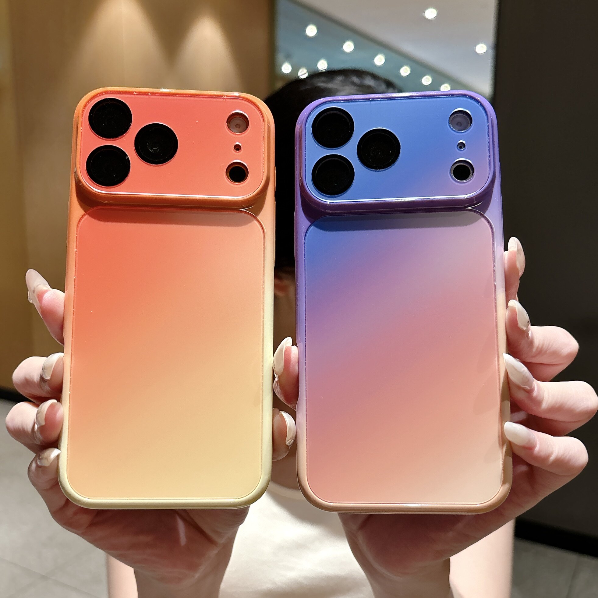 渐变撞色适用苹果17pro手机壳新款iPhone16promax全包镜头膜15Pro防摔外壳磨砂14pm磁吸保护套5g高级感女网红