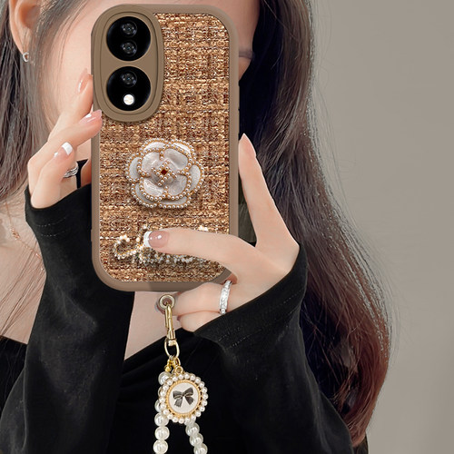 适用绒布小香风华为荣耀80手机壳新款编织70pro+山茶花女款90pro镜头全包60se软硅胶壳50PRO防摔保护套5g潮牌