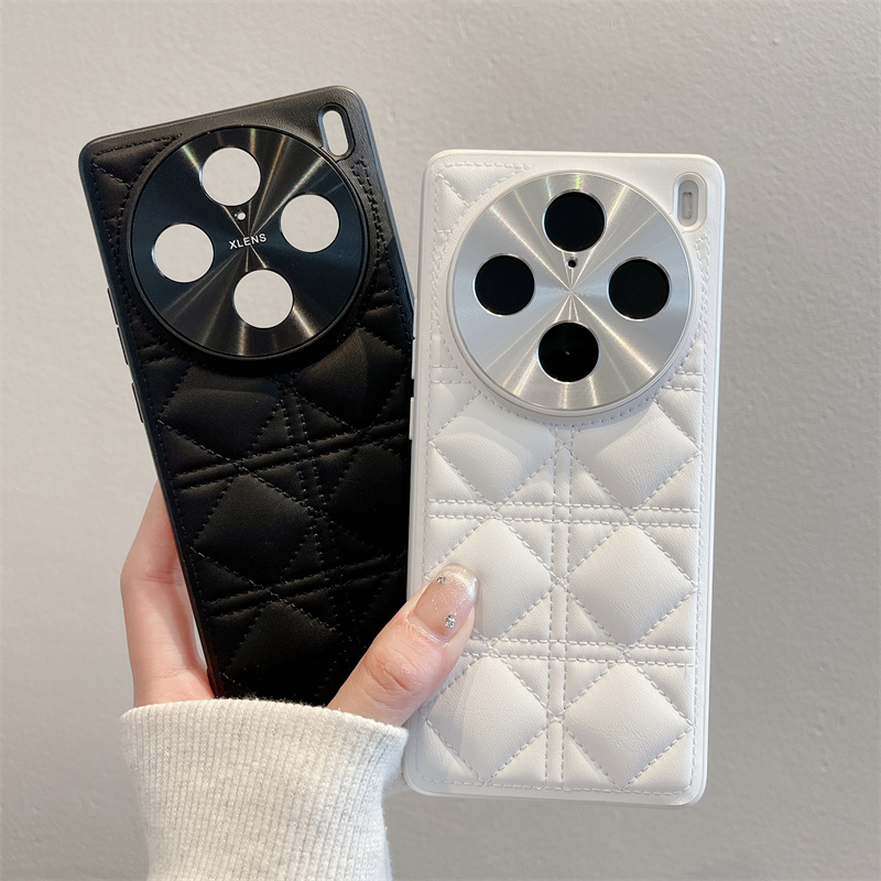 适用菱格皮纹vivox100手机壳新款X100pro高级感素皮X100S硅胶防摔外壳x100ultra男女网红款5g简约高档保护套