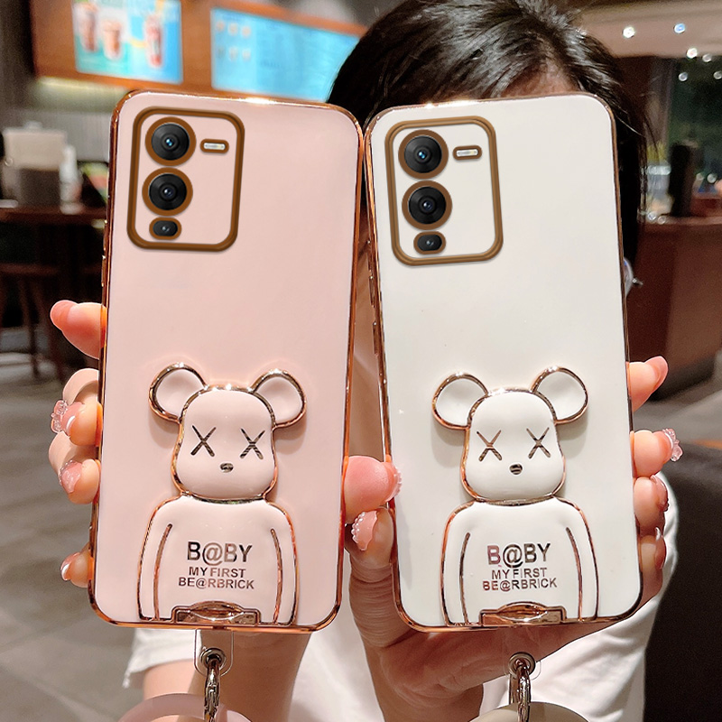 适用网红带隐形一体支架电镀vivos15手机壳潮牌S12pro暴力熊s10pro全包镜头s9高级感s7硅胶S9e防摔软壳por新