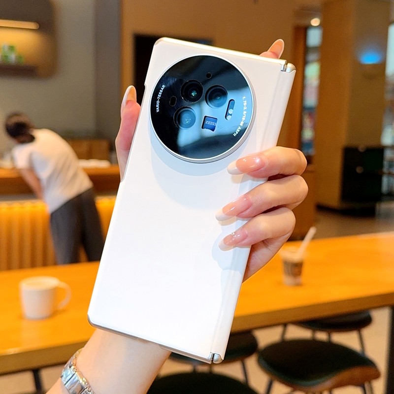 适用vivoxfold3手机壳新款步步高Xfold5电镀纳米皮纹双中轴防摔壳XFold3简约全包磁吸保护套高级商务时尚男女