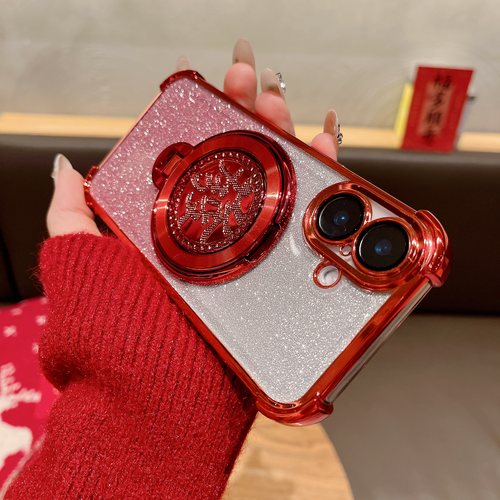 适用發字旋转支架苹果16手机壳iphone16pro透明简约高级感ip15镜头全包14pm气囊防摔男13女12硅胶11软套8plus