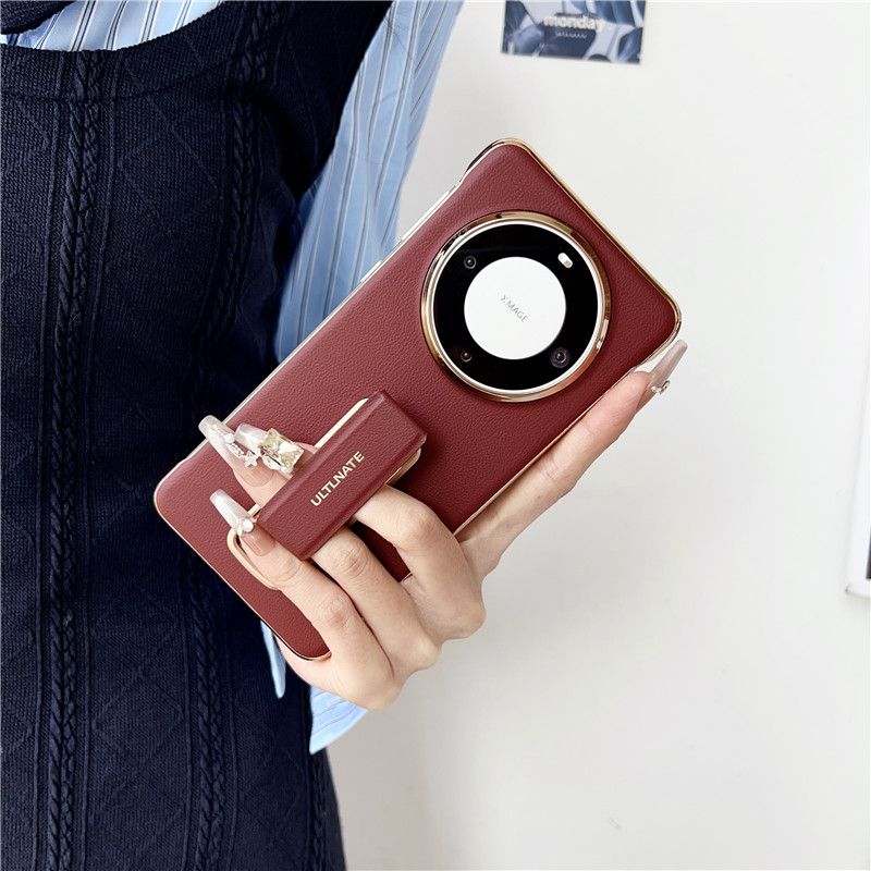 适用华为mate70pro手机壳华为mate60pro+保护套华为pura70新款腕带支架二和一全包防摔男huawei女por高级感皮