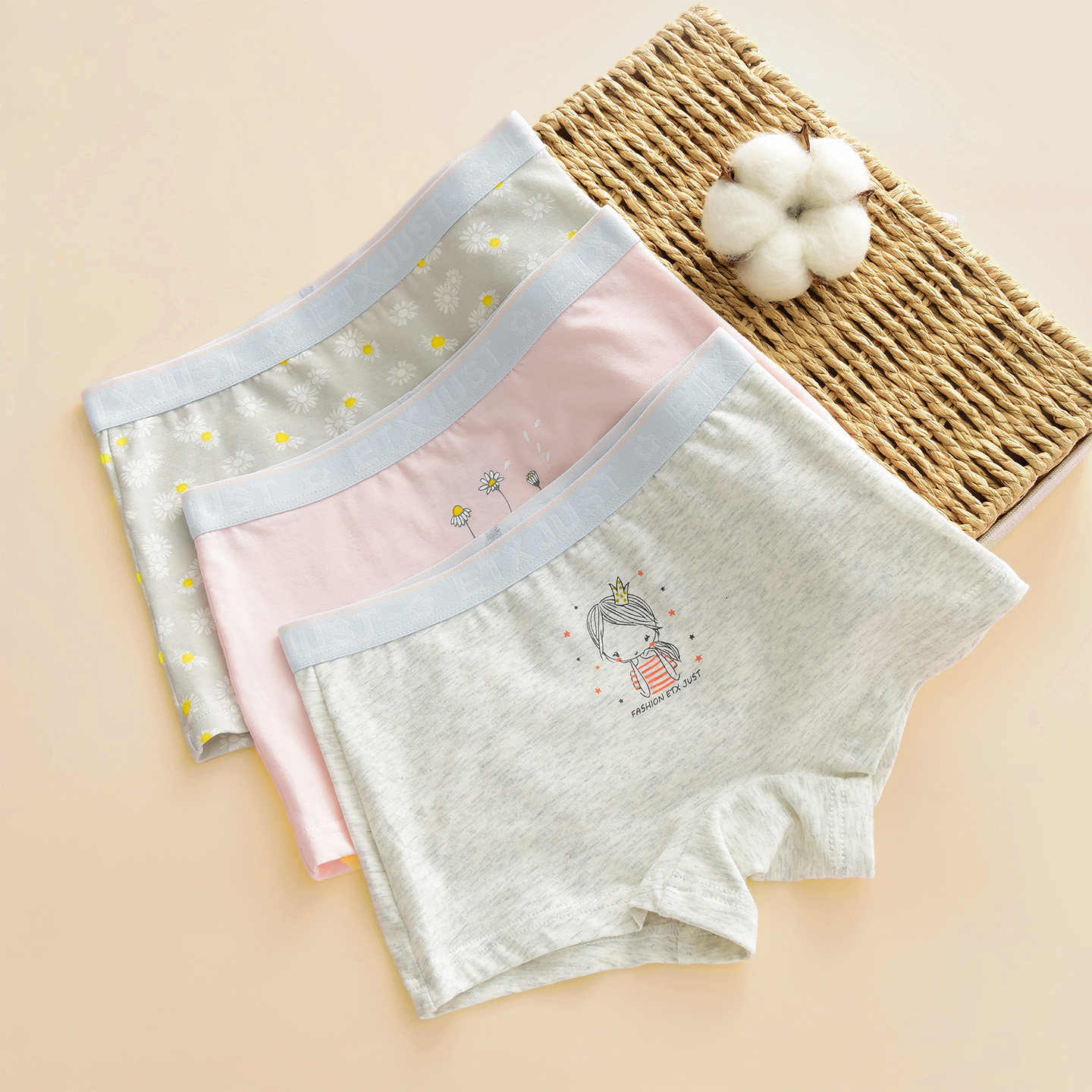 不夹屁屁A类全棉学生女童四角裤