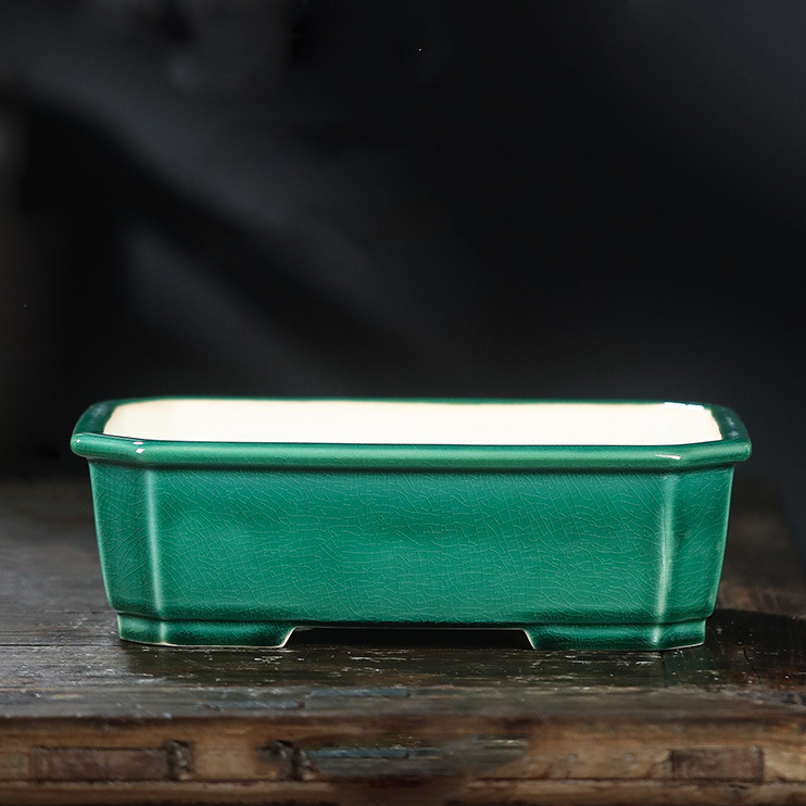 紫砂花盆长方形盆景盆陶瓷