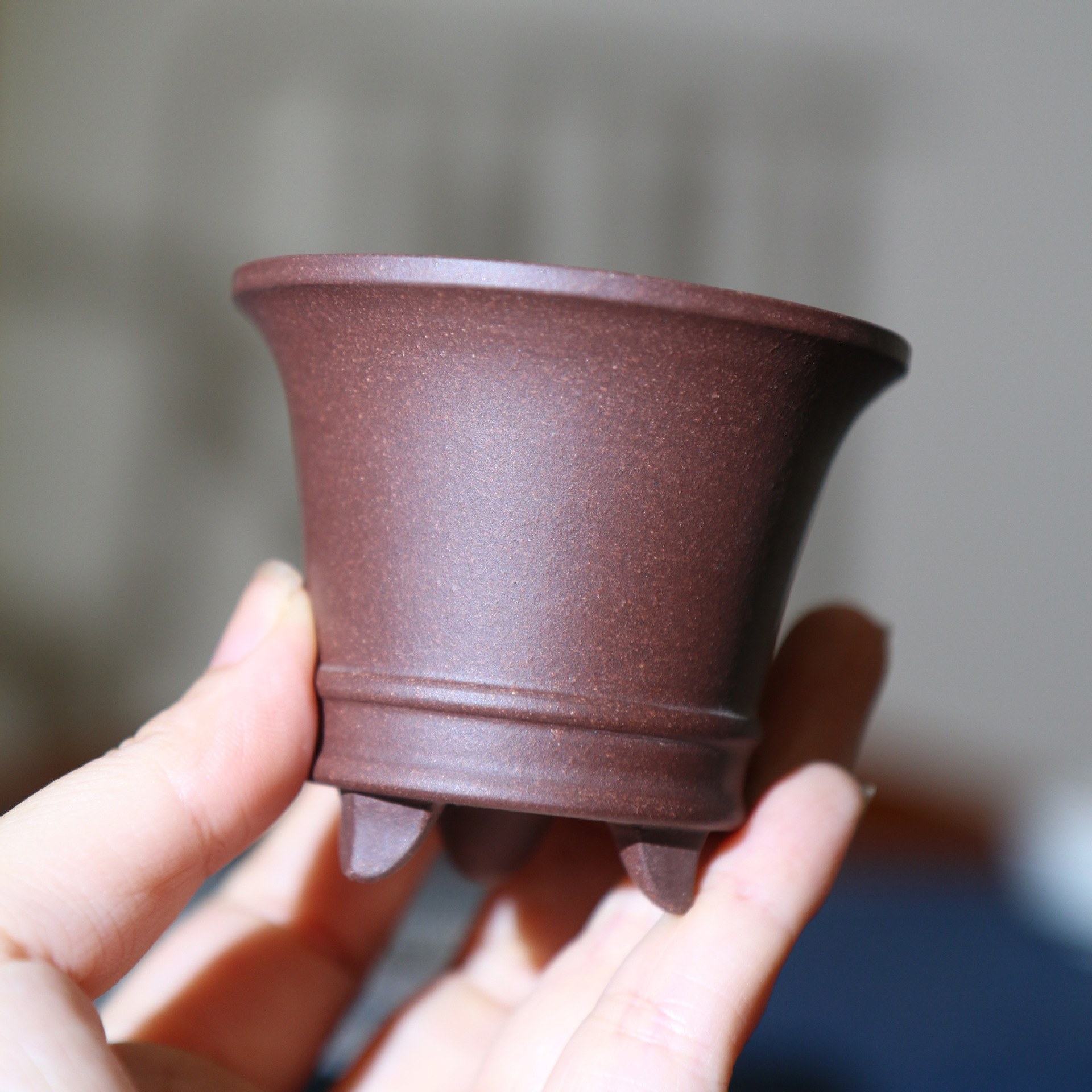 紫砂花盆微型老紫泥盆迷你特小手工盆孙伟制特小掌上盆景盆微盆