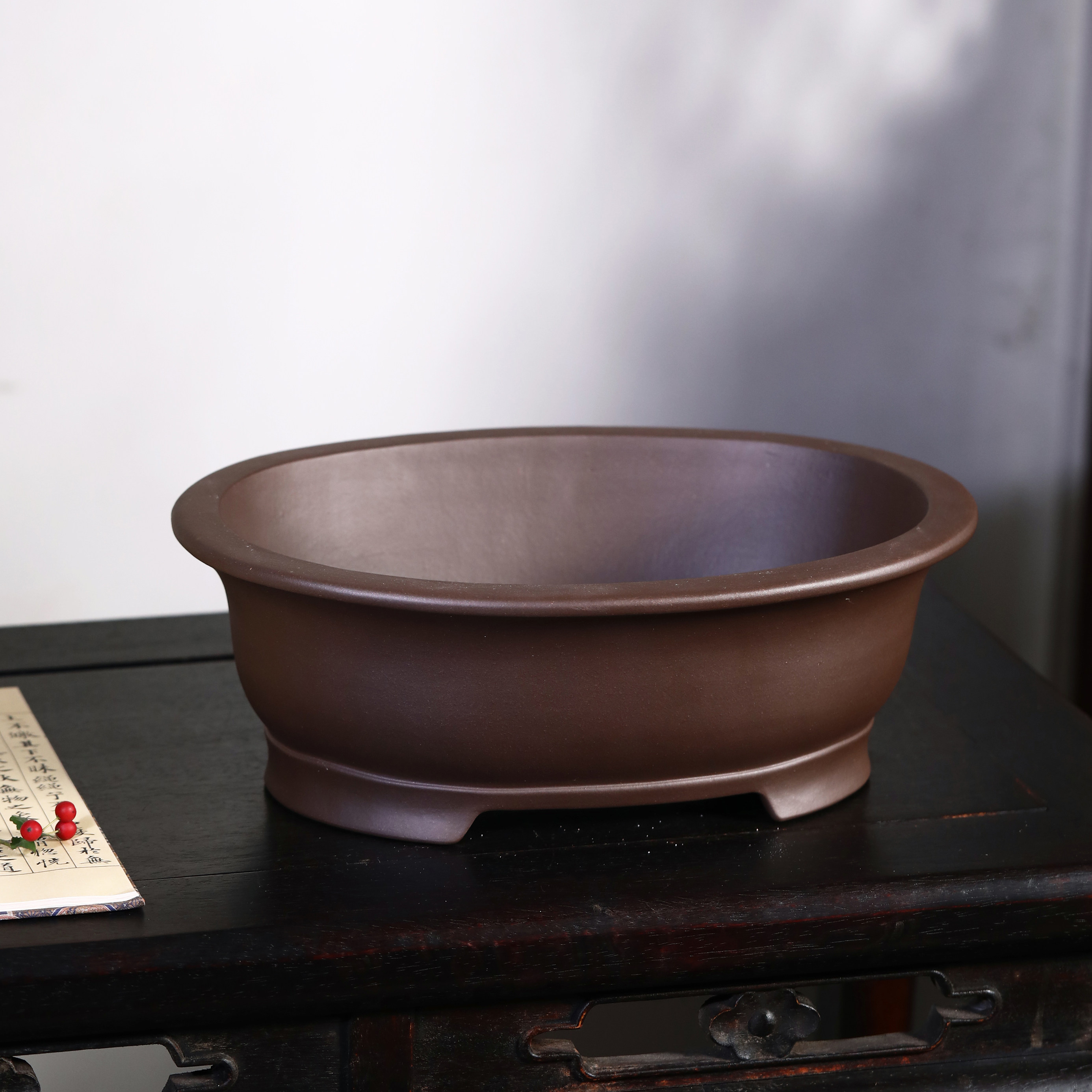 定制紫砂花盆椭圆形景盆原矿高档精品名家盆王永清腰圆形觅陶乡