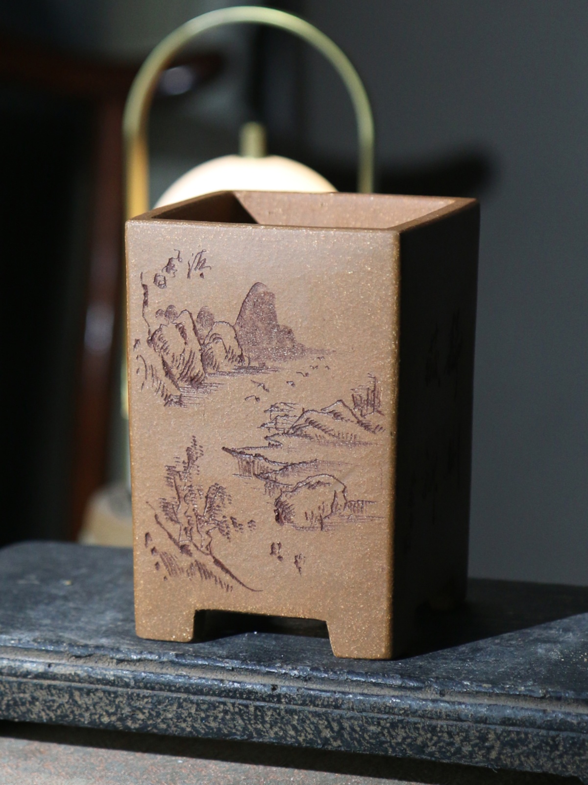 紫砂花盆正方形盆景盆四方千筒手工盆名家盆精品精工兰花盆苏兵制