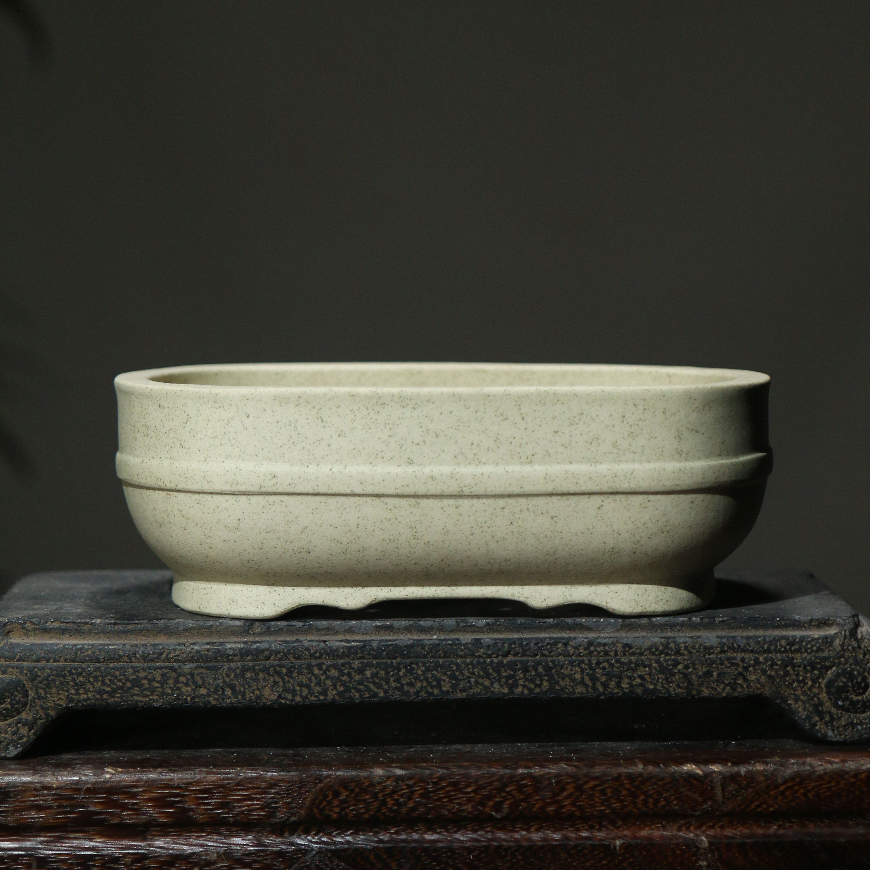 紫砂花盆长方形椭圆形盆景盆高档精品雪花泥段泥白段芝麻段仿古盆