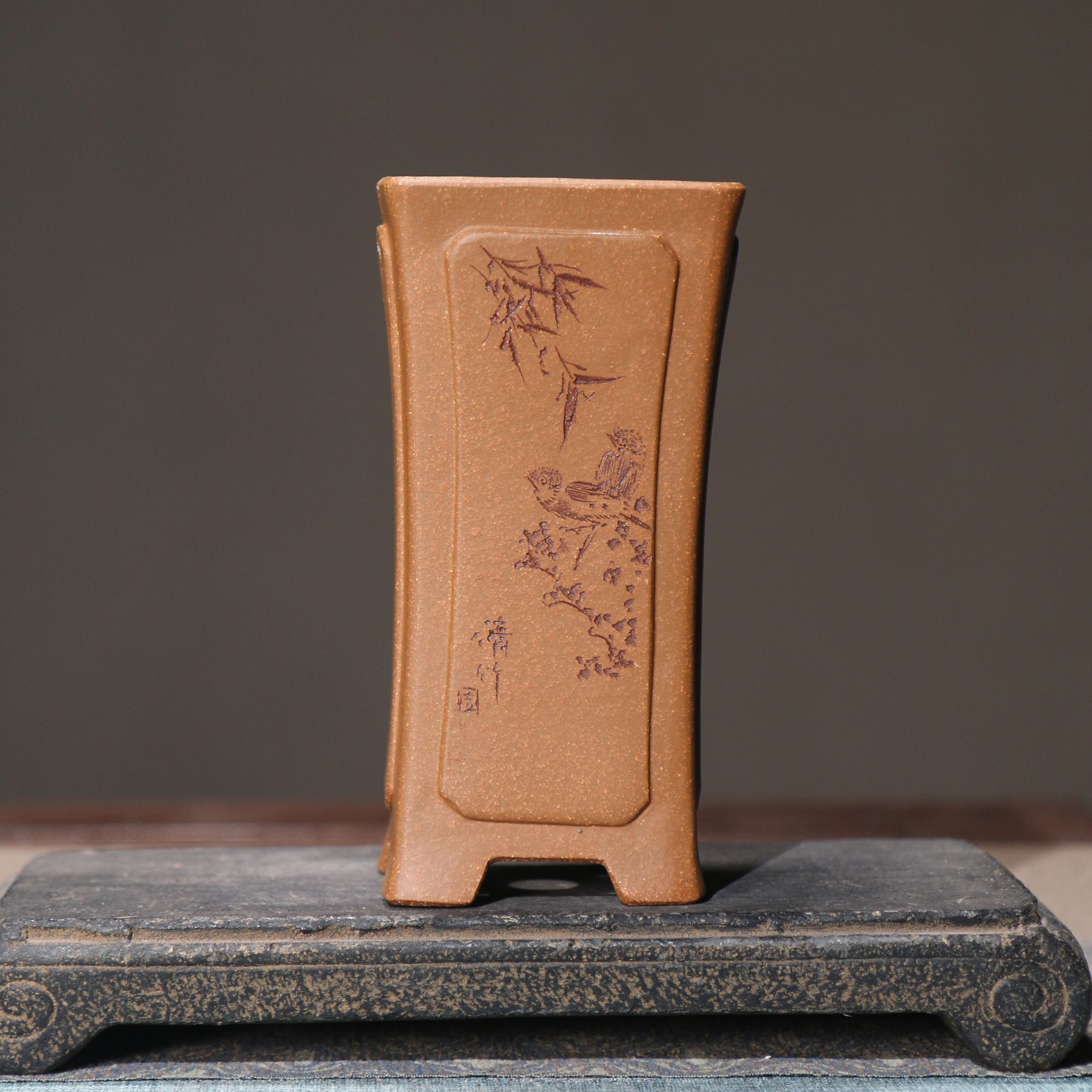 紫砂花盆高签筒苏兵觅陶乡兰花盆桌面盆栽老桩盆悬崖盆名家盆禅意