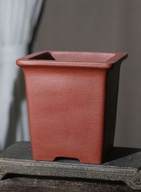 紫砂花盆四方正方兰盆签筒兰花盆盆景盆客厅桩子张玉红制手工盆