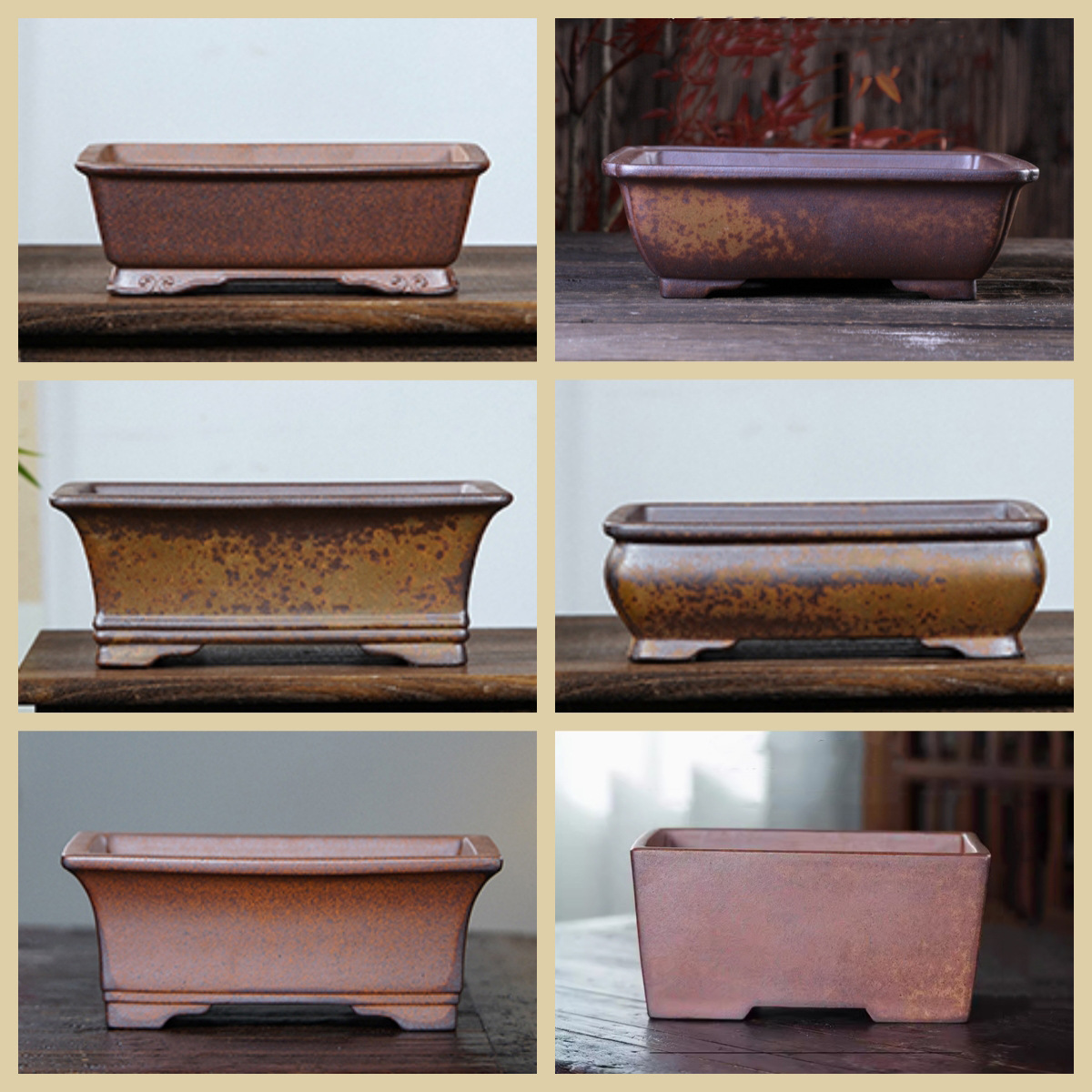 紫砂花盆长方形柴烧手工盆景盆张治诚桌面盆栽仿古盆名家盆马槽盆