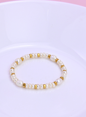 串珠叠搭优雅轻奢气质弹力绳手链