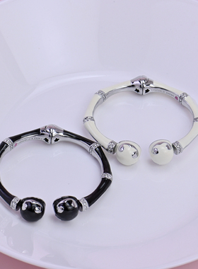 气质百搭高级感珐琅釉彩竹节手镯