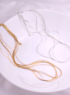 高端潮品气质多层细丝金属项链冷淡风简约优雅颈链高级感质感镀金