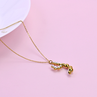 项链毛衣链 不规则设计正反两戴百搭长款 经典 金色质感珍珠镶嵌个性