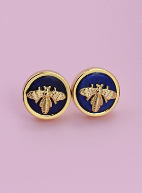 贝壳青金石孔雀石蜜蜂耳钉耳饰项链锁骨链质感高级感百搭款欧美风