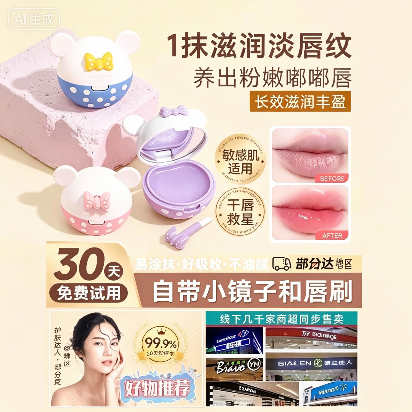 正品维生素E精油唇膜膏女男唇部防干裂保湿滋润死皮淡化唇纹神器