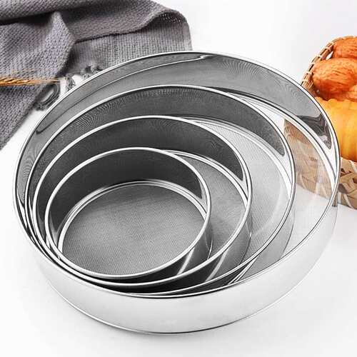 德国品质不锈钢面粉筛圆形分样筛 家用金属手持网筛 实验室药粉检