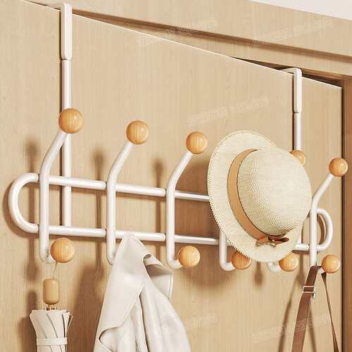 德国品质奶白色卧室门后挂衣架家用免打孔挂衣钩入户门玄关衣帽挂