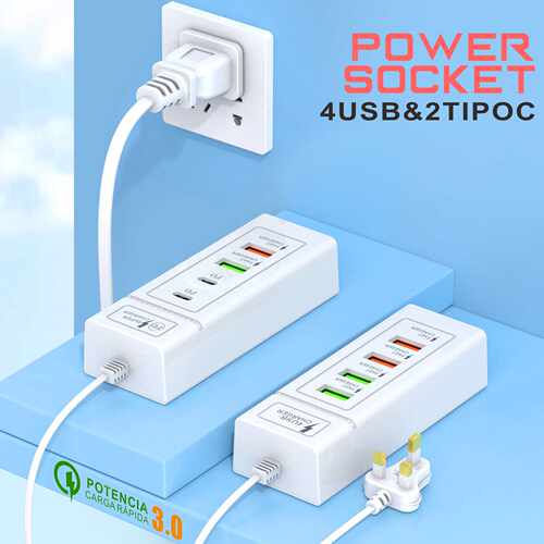 德国进口新款手机4usb充电器多口快充排插 适用于苹果安卓通用充