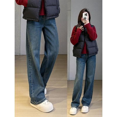 梨形身材直筒牛仔裤女冬