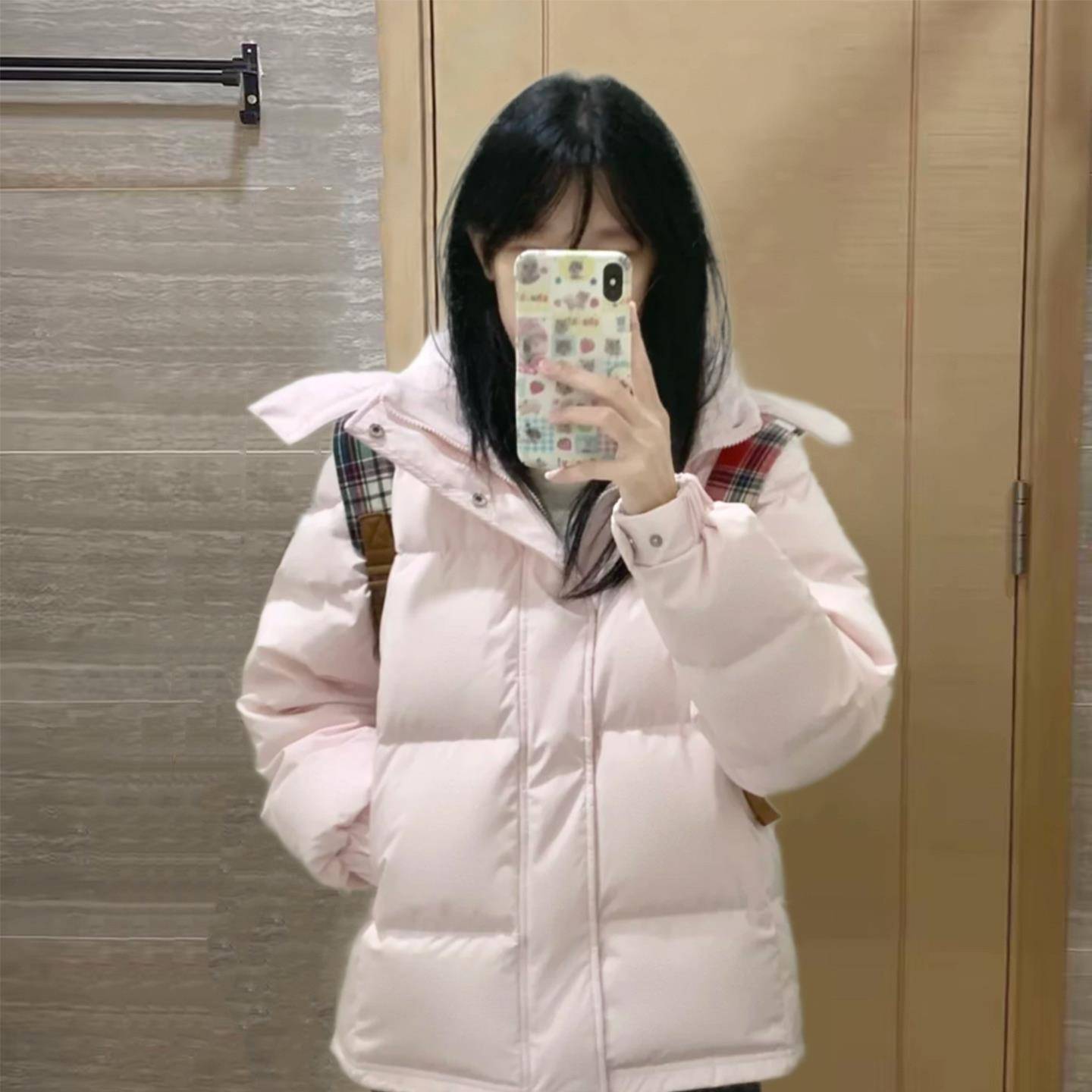 反季中戏短款羽绒服女2025年新款白鸭绒加厚立领情侣面包服小个子