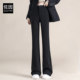 高级感垂感小个子显瘦直筒喇叭裤 女夏2025新款 裤 佐因黑色微喇西装