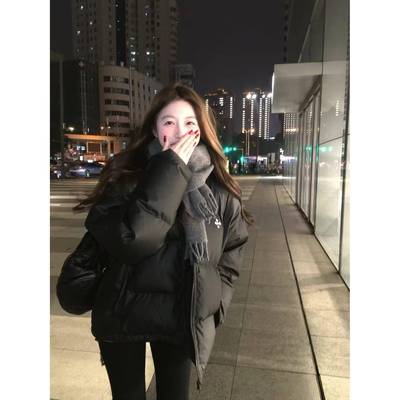 黑色羽绒棉服女2025冬季新款棉衣宽松加厚保暖小个子面包服外套潮