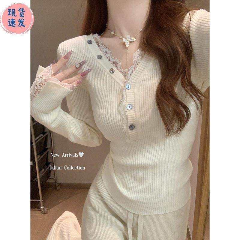 绝美纯欲v领蕾丝拼接打底衫女春季法式内搭高级感毛衣针织衫上衣,个性定制/设计服务/DIY,工作服定制,淘宝优惠券,粉丝福利购,淘宝优惠卷