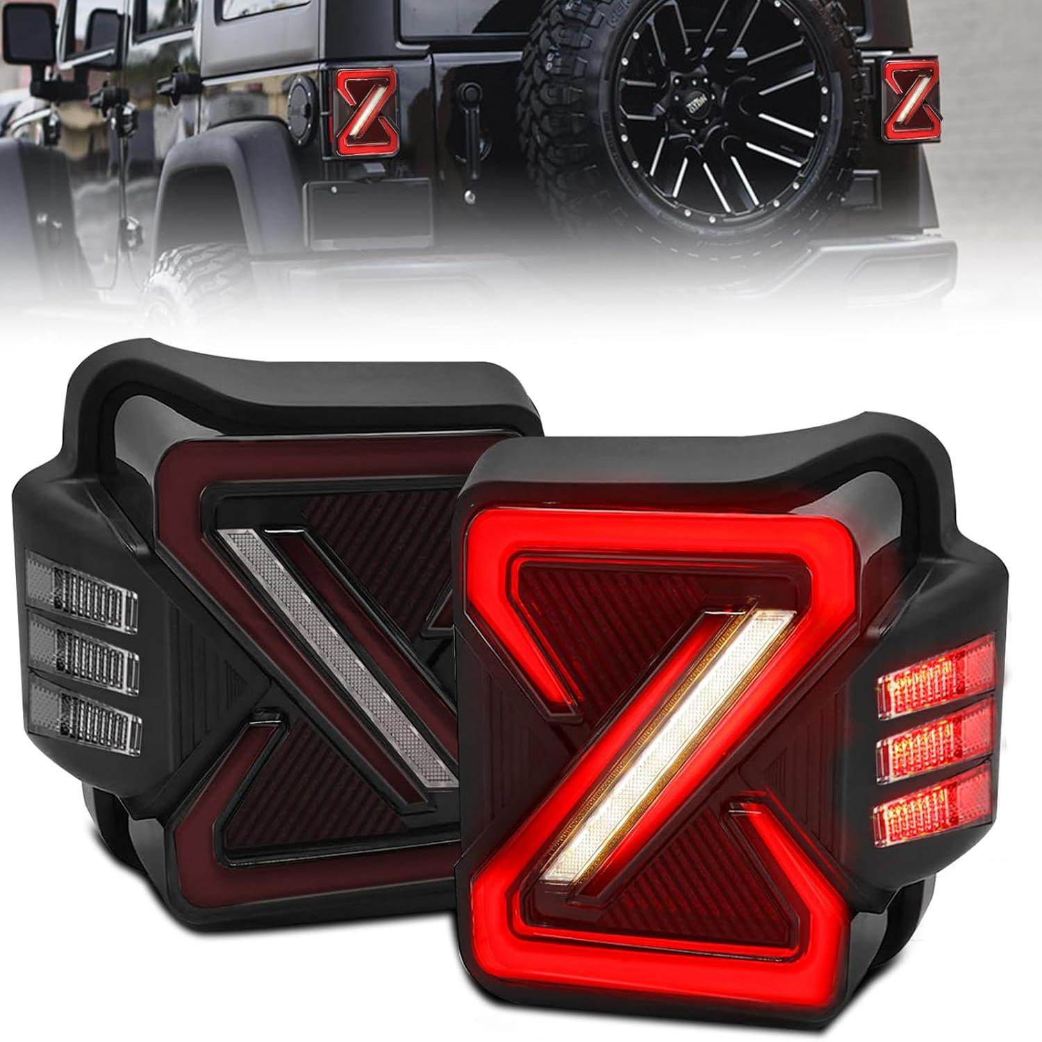 适用吉普牧马人JK 2007-2017年改装启动动画熏黑x个性改装led尾灯