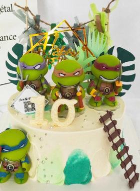 儿童生日蛋糕装饰忍者神龟TMNT摆件手办模型男孩人物公仔烘焙插件