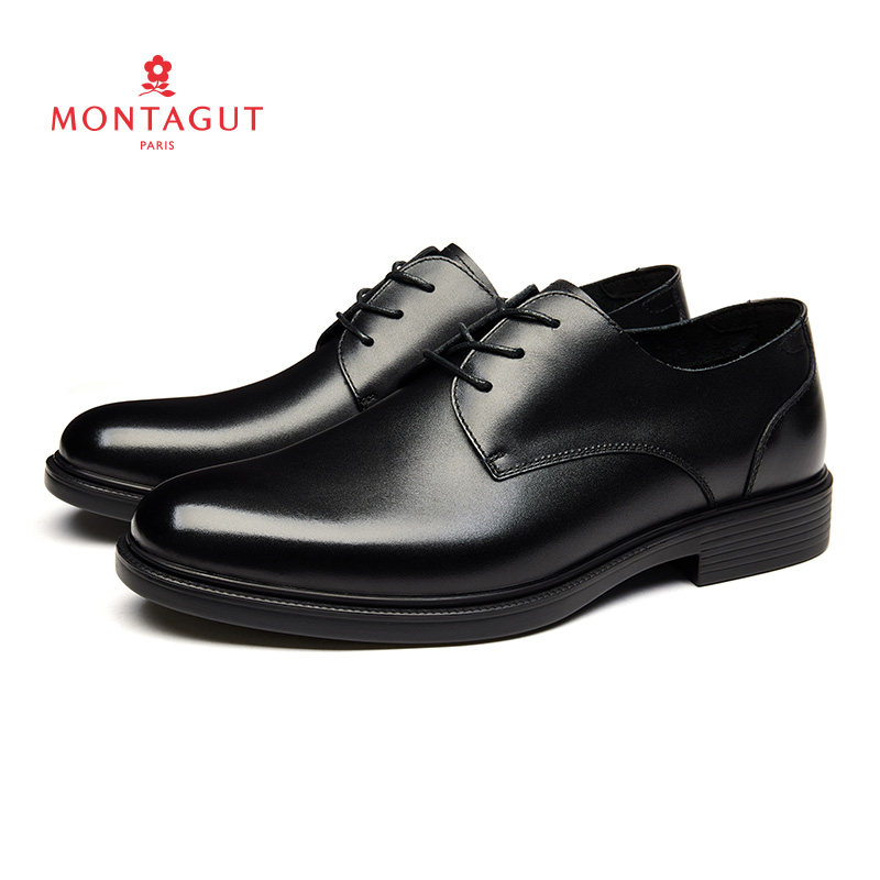 梦特娇男鞋2023夏季商务正装单层透气薄款绅士办公婚宴真皮皮鞋男