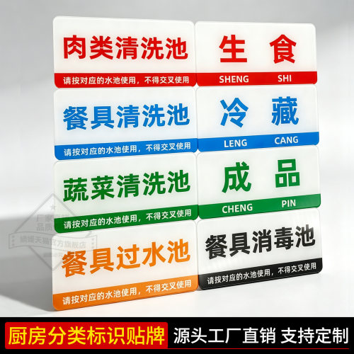 厨房分类标识牌亚克力全套标志牌