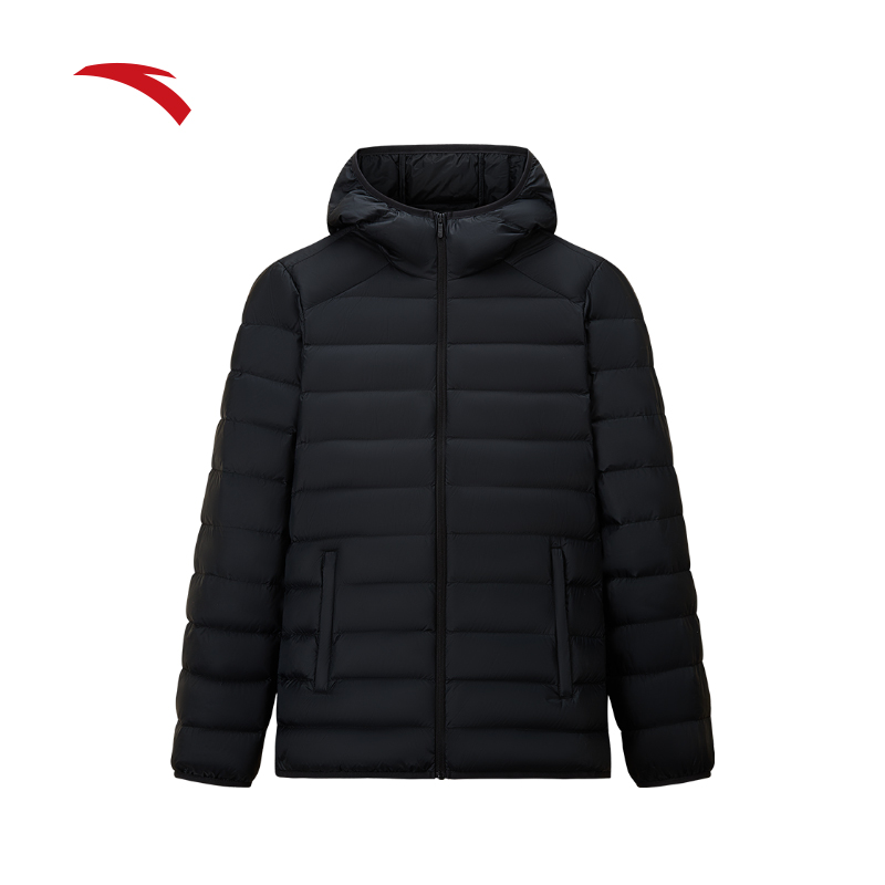 安踏修身女士连帽羽绒服通勤百搭秋冬新款流光风休闲运动外套上衣