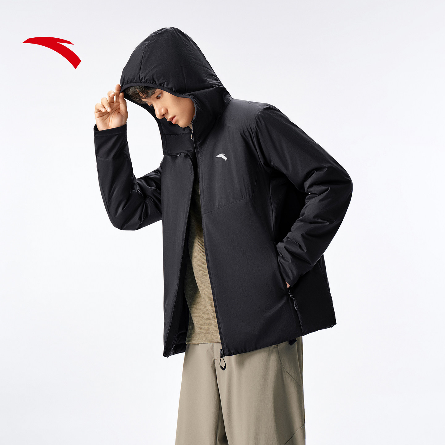 安踏Primaloft户外棉服连帽外套