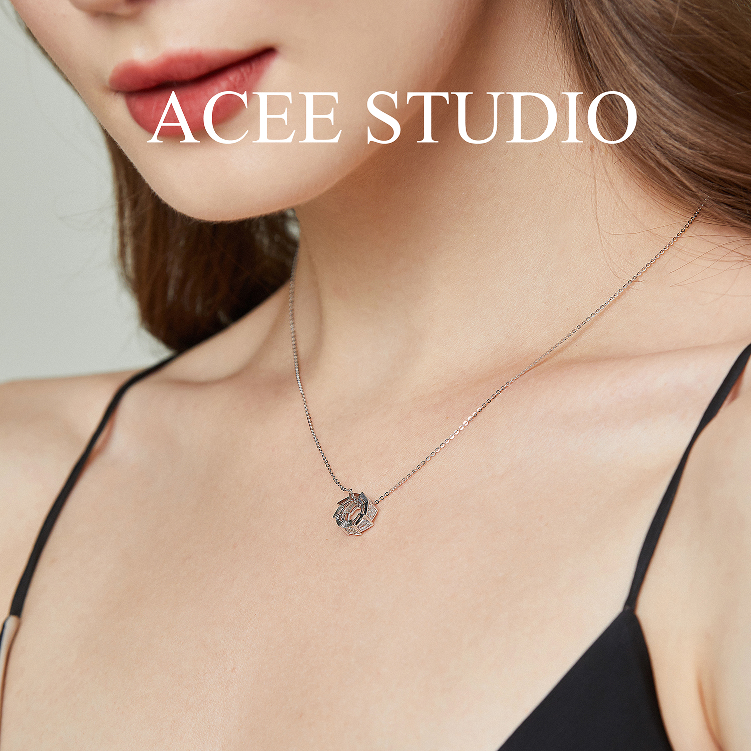 ACEE设计925纯银圆环戒指项链女新款锁骨链情侣个性简约高级感