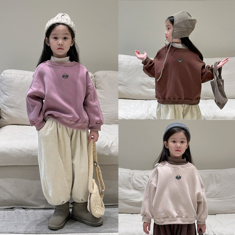 童装男女童加绒卡通卫衣2023冬季新款洋气儿童加厚保暖上衣