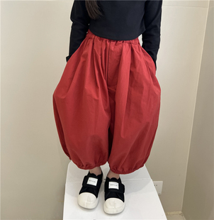 儿童休闲裤 童装 子潮 洋气红色灯笼裤 秋季 女童裤 子宝宝2023新款