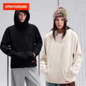 SprayGround鲨鱼嘴2026春季 空气层压印连帽卫衣男女宽松麂皮上衣