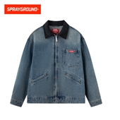 SprayGround鲨鱼嘴美式 复古牛仔外套男26春新款 翻领宽松夹克上衣