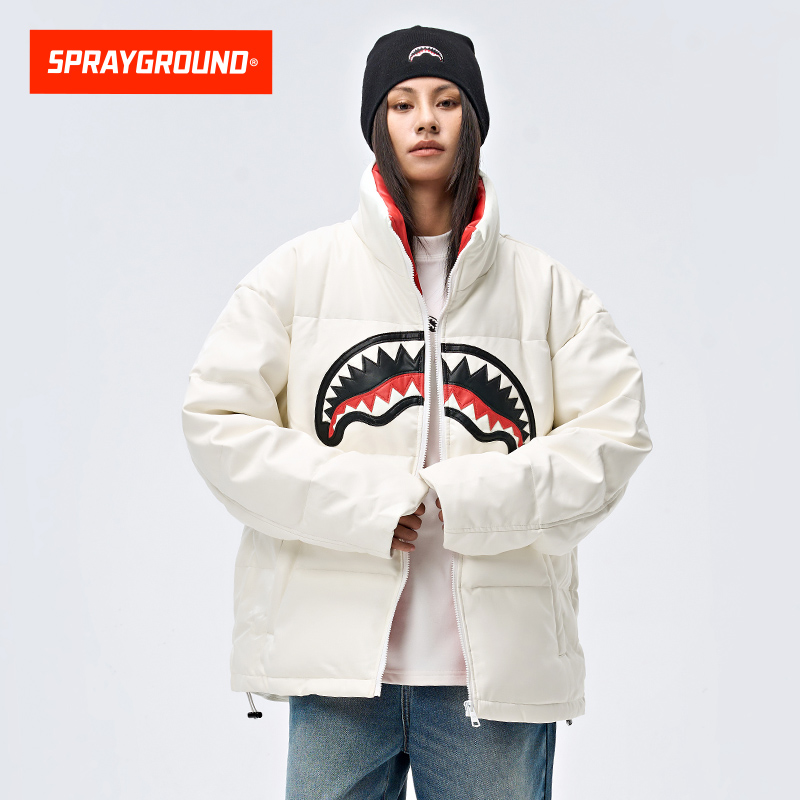 SprayGroundPU皮保暖羽绒外套