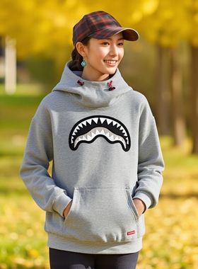 SPRAYGROUND鲨鱼嘴2026春新款高领连帽卫衣男女情侣宽松上衣帽衫