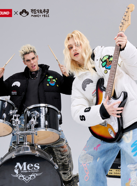 摇钱树联名SprayGround鲨鱼嘴立领羽绒服男女白鸭绒保暖外套冬