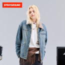 SprayGround鲨鱼嘴美式复古仿羊羔绒牛仔夹克冬季宽松加厚外套男