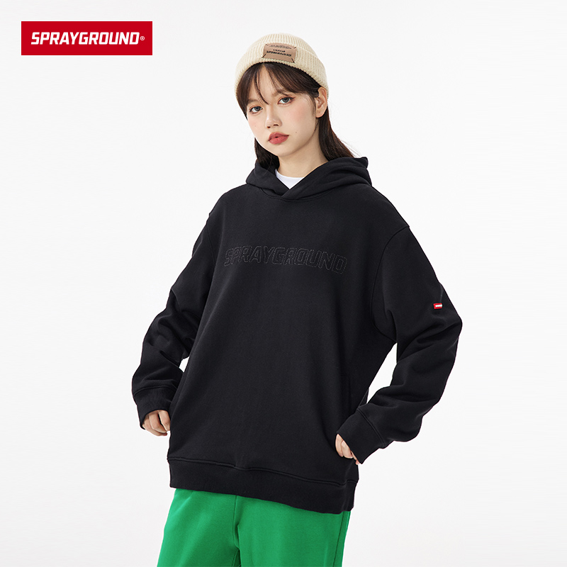 SprayGround新款纯色美式字母连帽卫衣女套头男宽松休闲W0833318