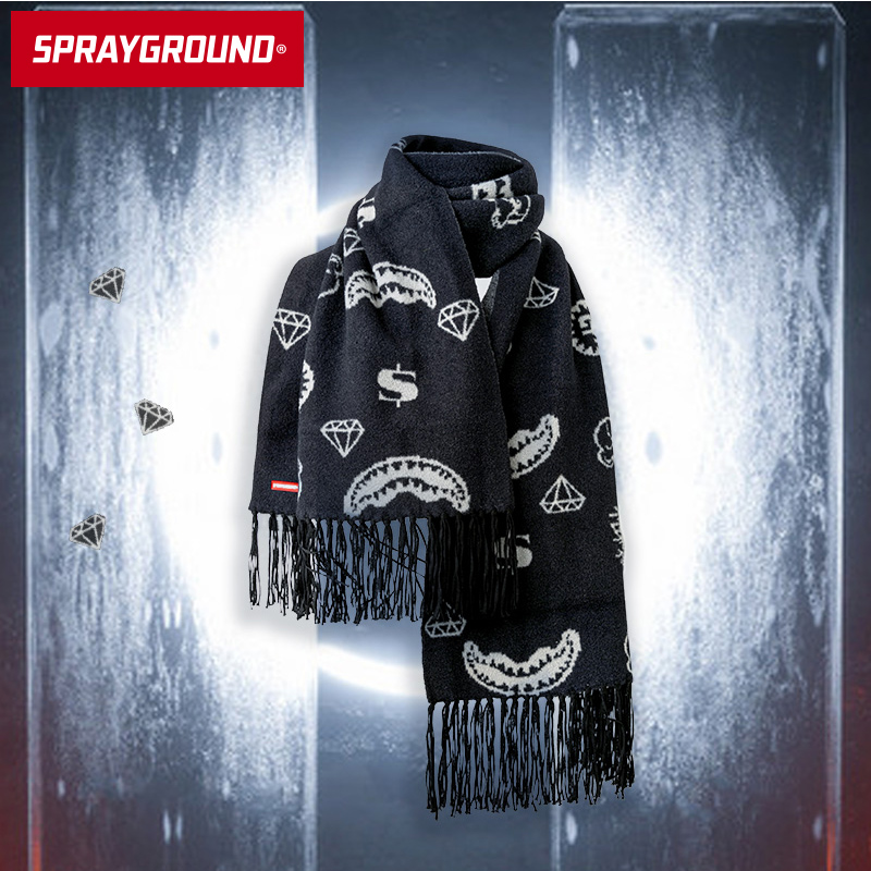 spraygroundd冬季通勤印花围巾