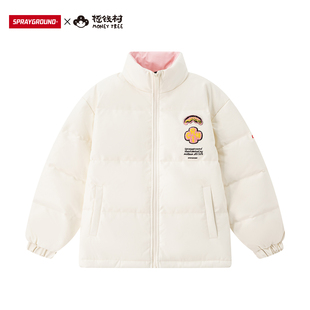 摇钱树联名 SprayGround鲨鱼嘴立领羽绒服男女白鸭绒保暖面包服