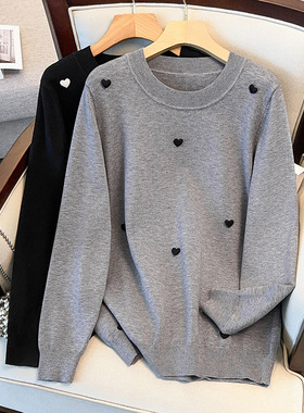 200/300斤大码女装胸围150/160宽松圆领套头毛衣针织350-8065